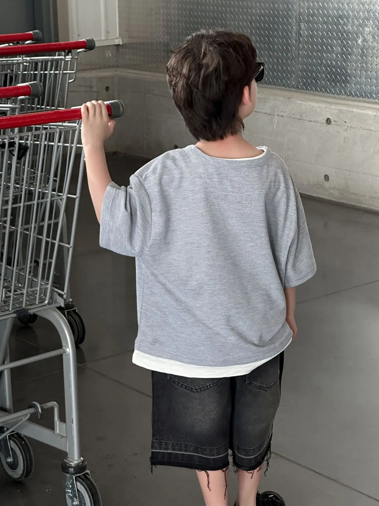 Boys 2025 Summer T-Shirt Grey Short Sleeve Casual Top - Image 6