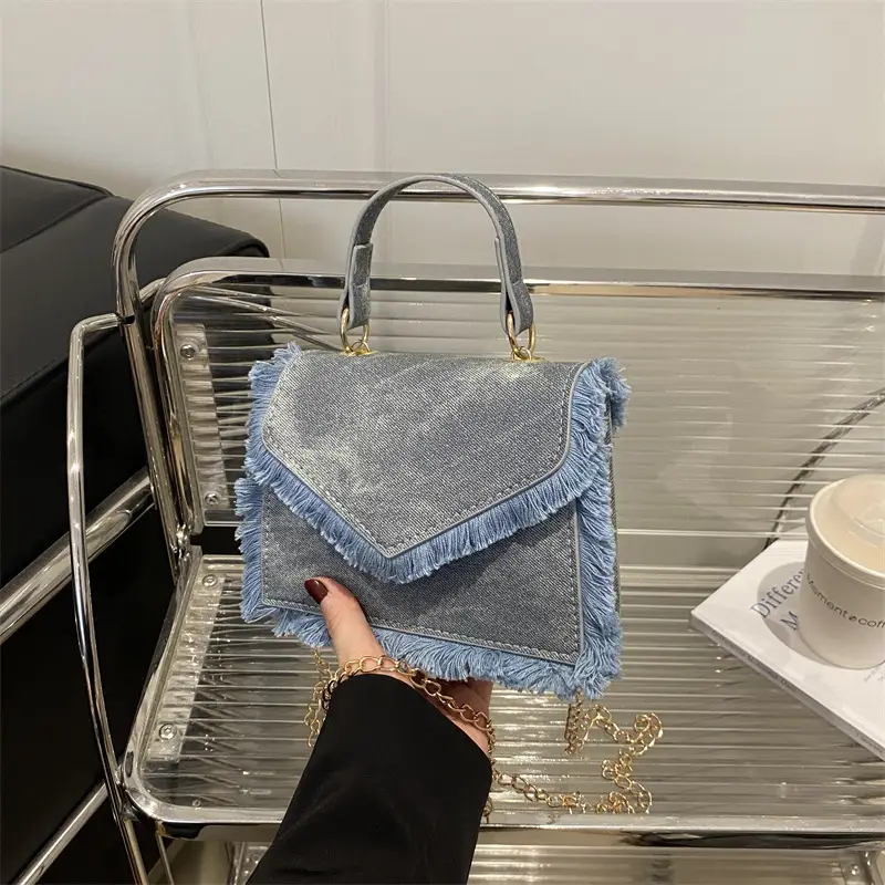 Blue Fringed Square Handbag for Women 2025 - Image 4