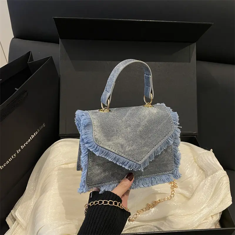 Blue Fringed Square Handbag for Women 2025 - Image 7