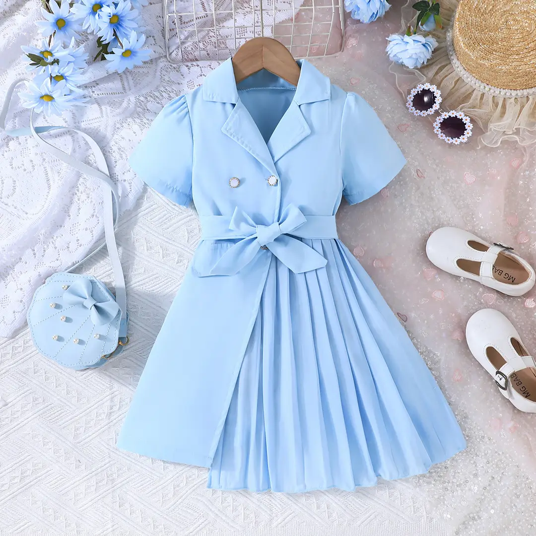 2021 European and American Cross-Border New Fashion Dress with Chiffon Belt Suit Puff Sleeve Dress Manufacturer - Image 2