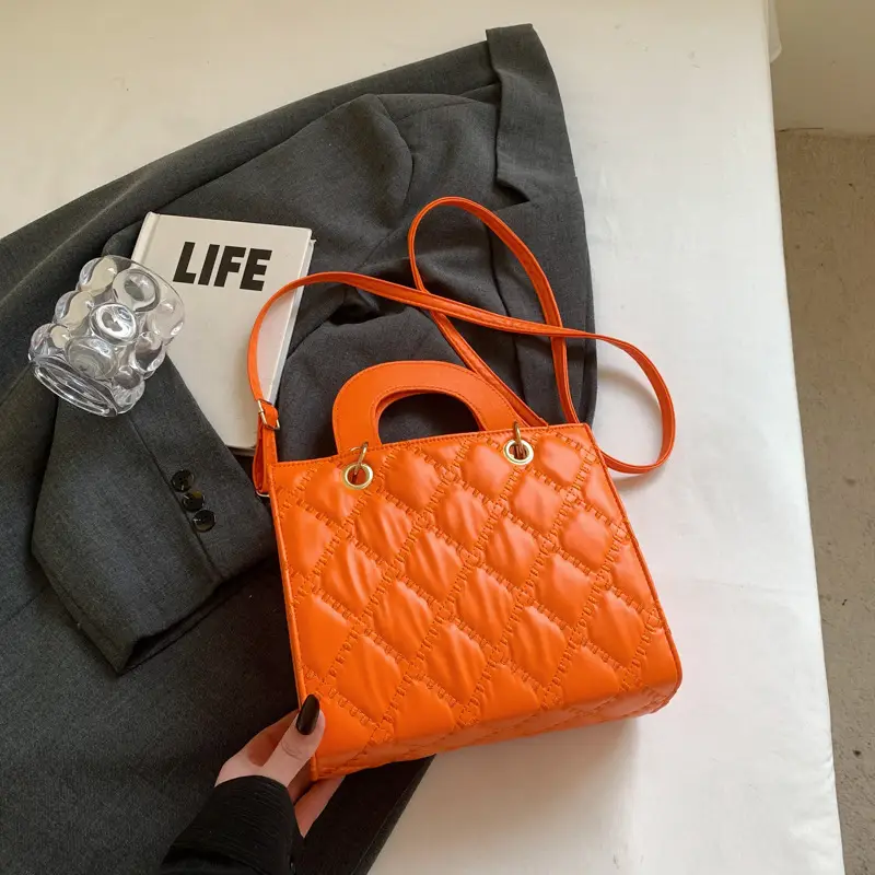 Orange Quilted Handbag Women's 2025 Trendy - Image 4