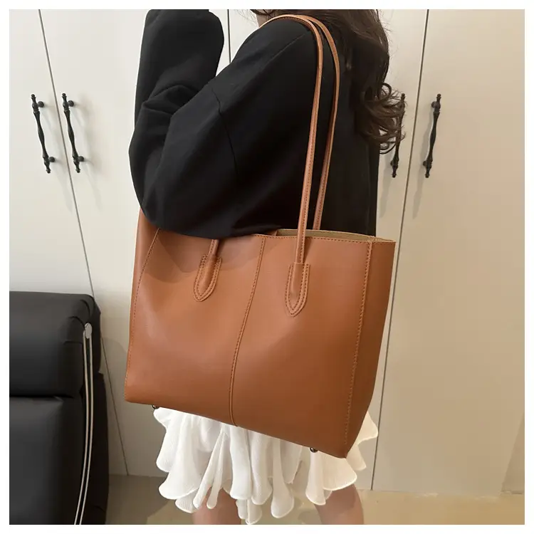 Women Retro Tote Bag Brown Leather Large Capacity — feature 10