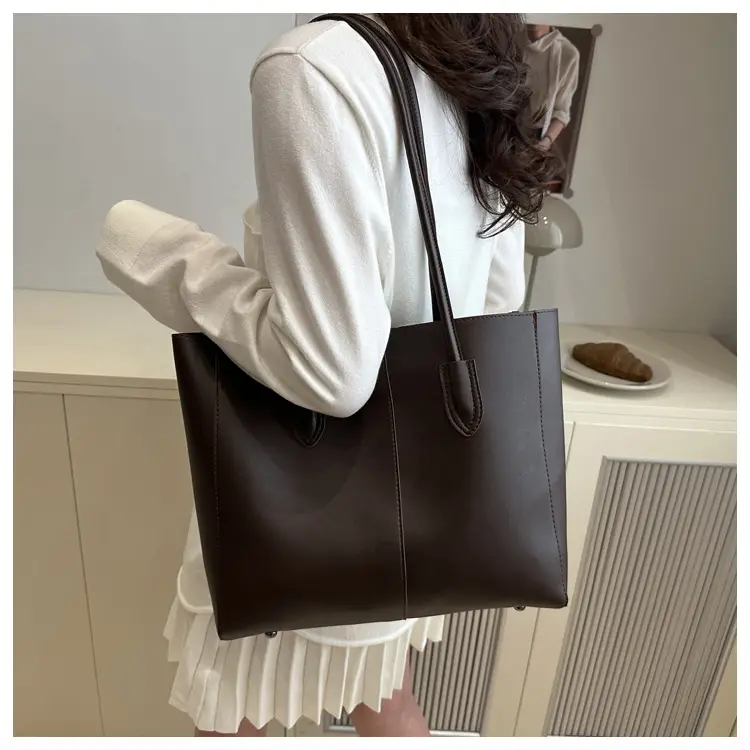 Women Retro Tote Bag Brown Leather Large Capacity — feature 16