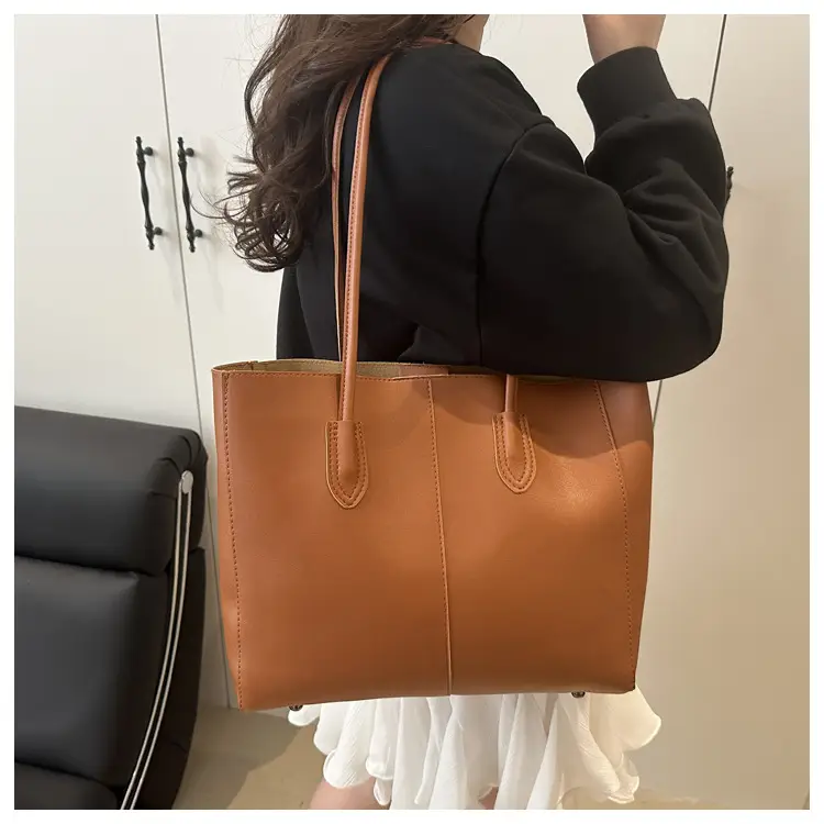 Women Retro Tote Bag Brown Leather Large Capacity — feature 9