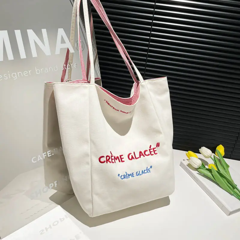 Crème Glacé Canvas Shoulder Bag Large Capacity — feature 1
