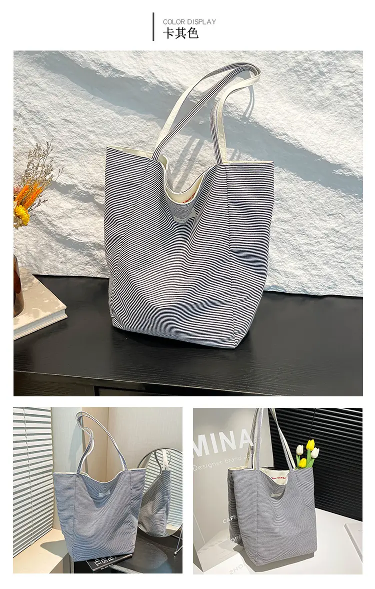 Crème Glacé Canvas Shoulder Bag Large Capacity — feature 10