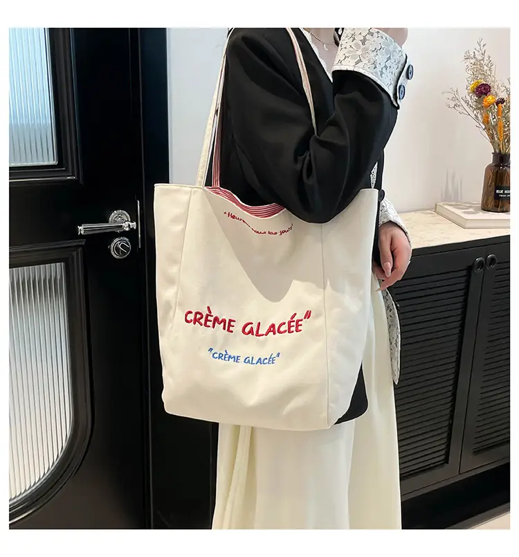 Crème Glacé Canvas Shoulder Bag Large Capacity — feature 13