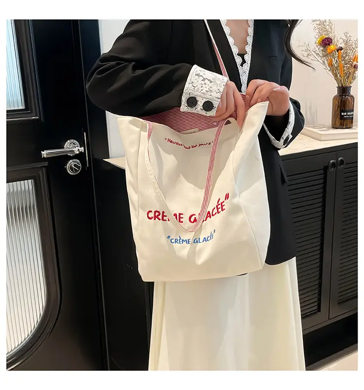 Crème Glacé Canvas Shoulder Bag Large Capacity — feature 16