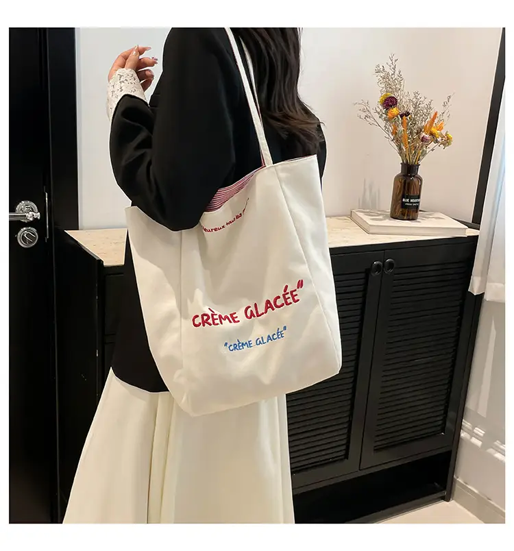 Crème Glacé Canvas Shoulder Bag Large Capacity — feature 17