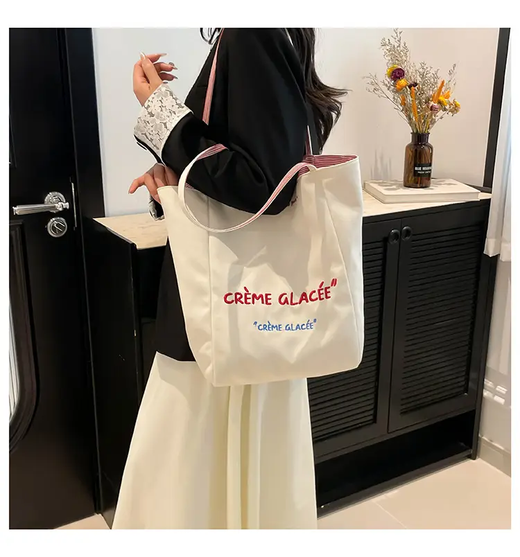 Crème Glacé Canvas Shoulder Bag Large Capacity — feature 18