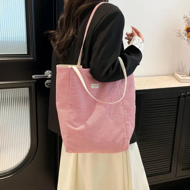 Crème Glacé Canvas Shoulder Bag Large Capacity - Image 2