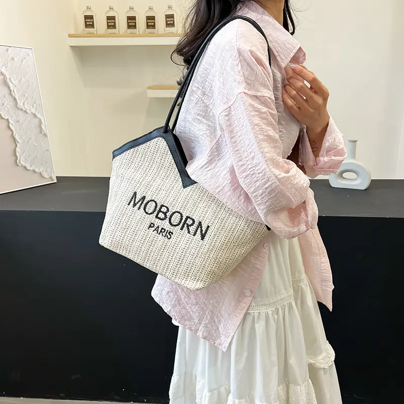 2025 Straw Woven Shoulder Bags with Lettering