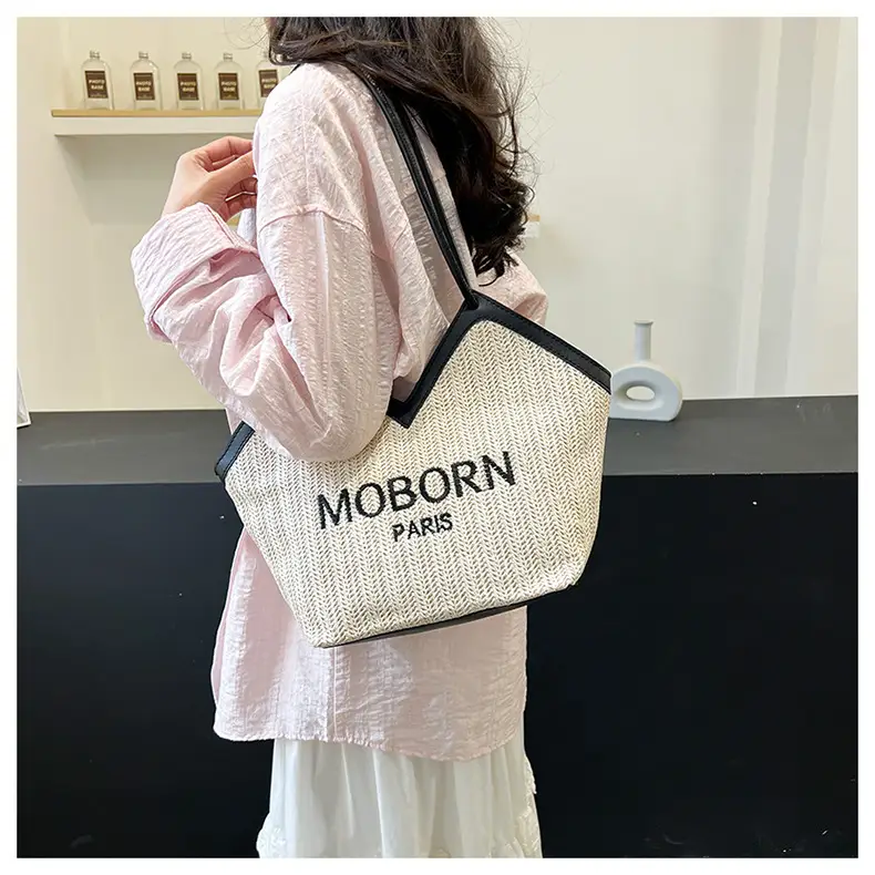 2025 Straw Woven Shoulder Bags with Lettering — feature 12