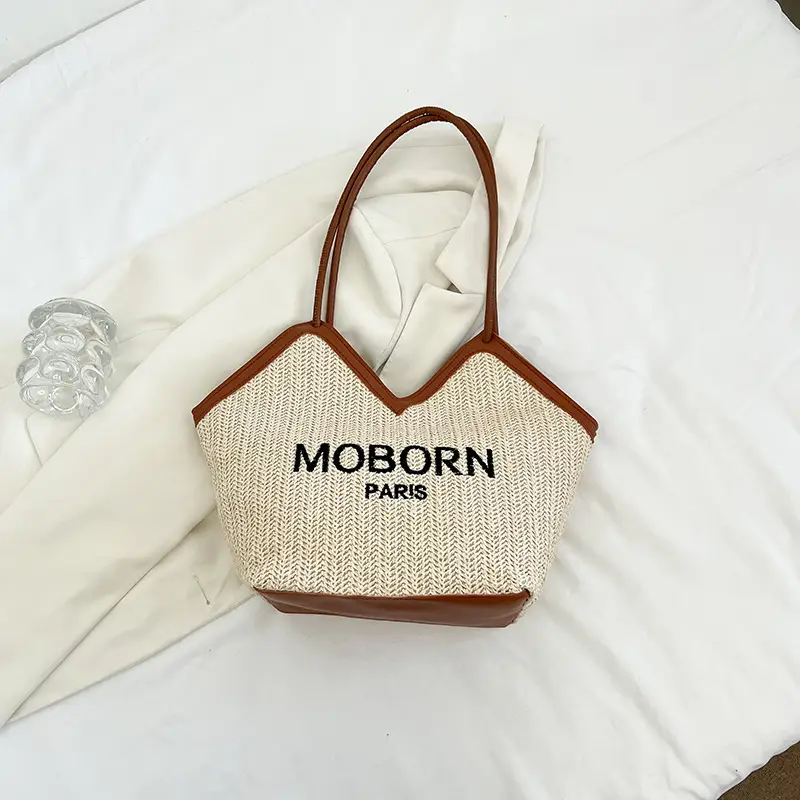 2025 Straw Woven Shoulder Bags with Lettering