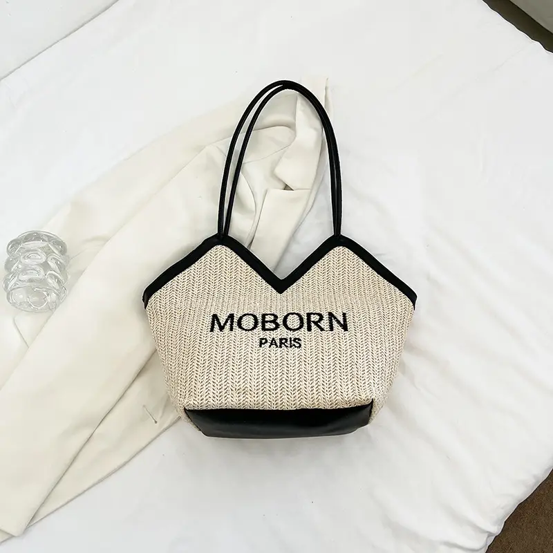 2025 Straw Woven Shoulder Bags with Lettering