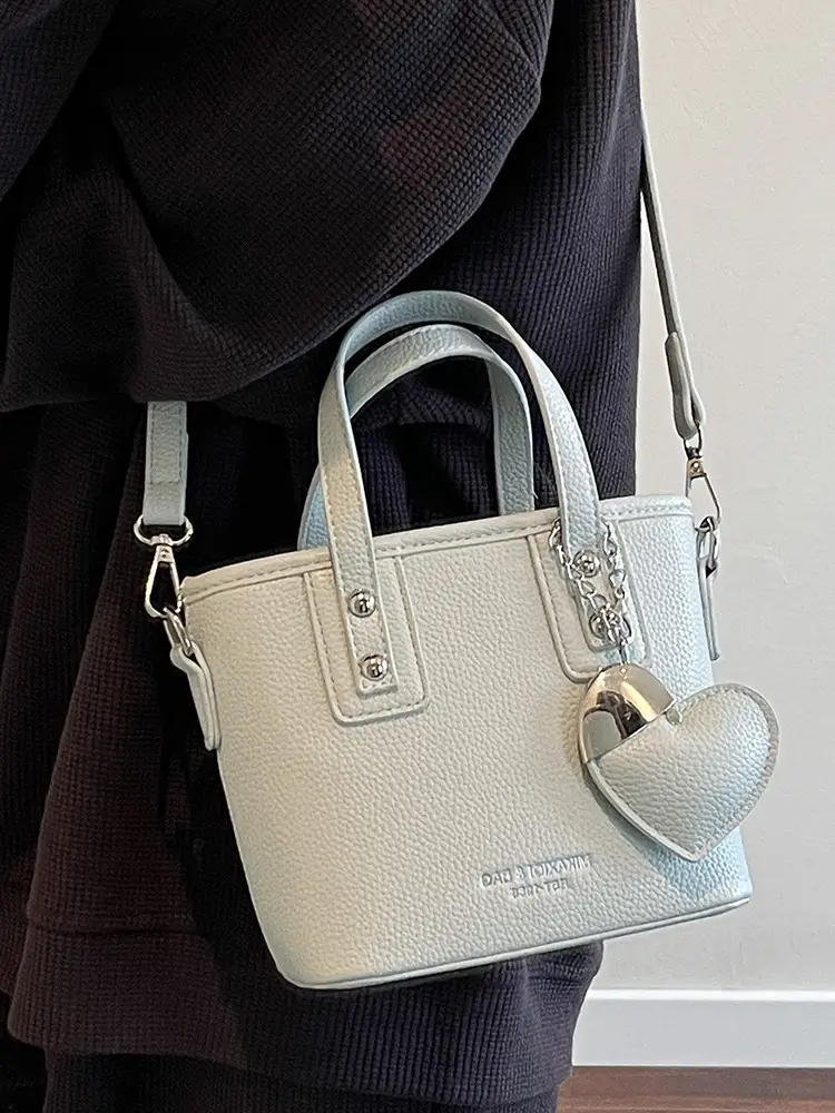 Women's Yellow Leather Bucket Bag with Shoulder Crossbody Strap - Image 12