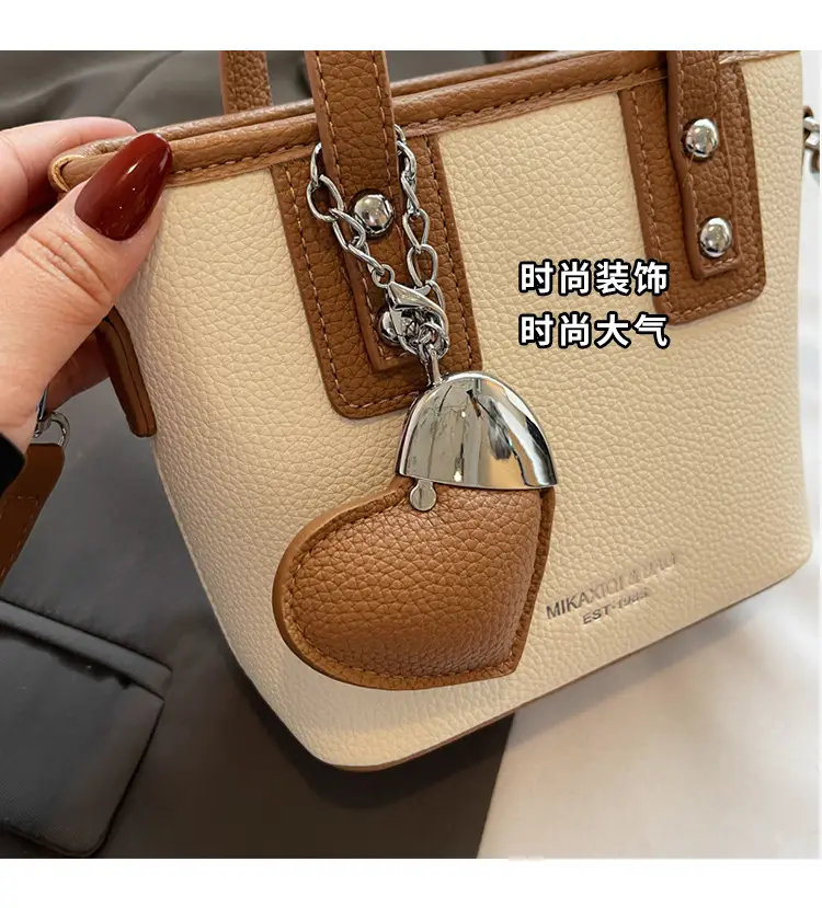 Women's Yellow Leather Bucket Bag with Shoulder Crossbody Strap — feature 10