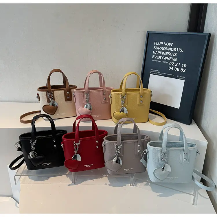 Women's Yellow Leather Bucket Bag with Shoulder Crossbody Strap — feature 20