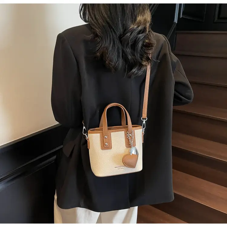 Women's Yellow Leather Bucket Bag with Shoulder Crossbody Strap — feature 28