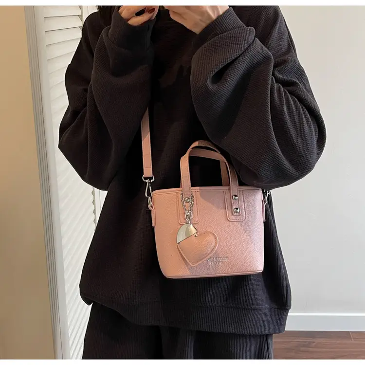 Women's Yellow Leather Bucket Bag with Shoulder Crossbody Strap — feature 31