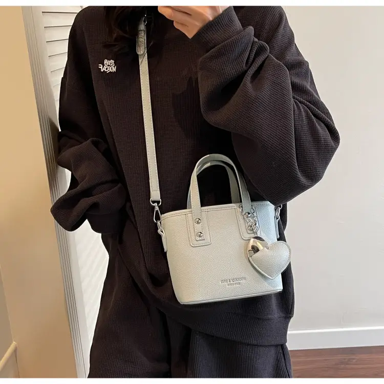 Women's Yellow Leather Bucket Bag with Shoulder Crossbody Strap — feature 33