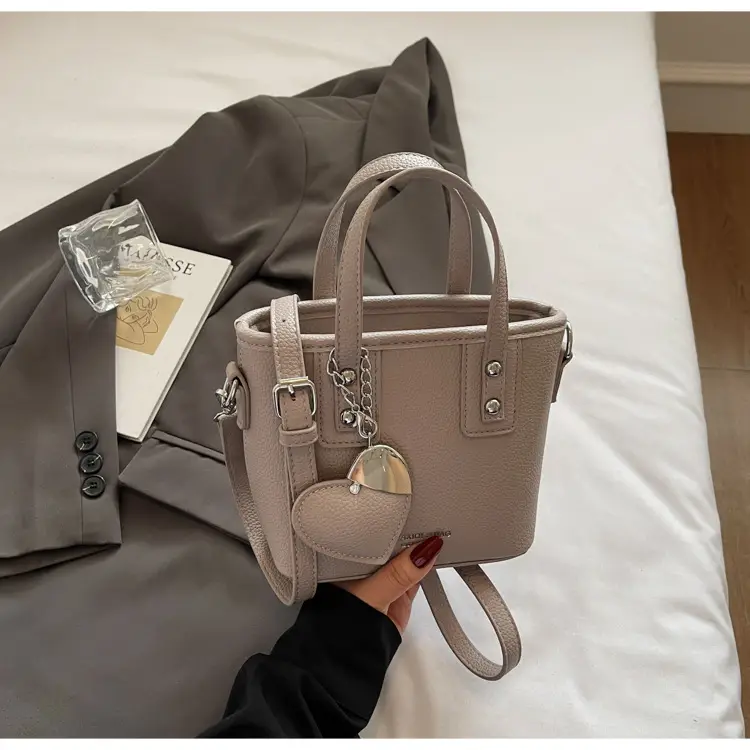 Women's Yellow Leather Bucket Bag with Shoulder Crossbody Strap — feature 35