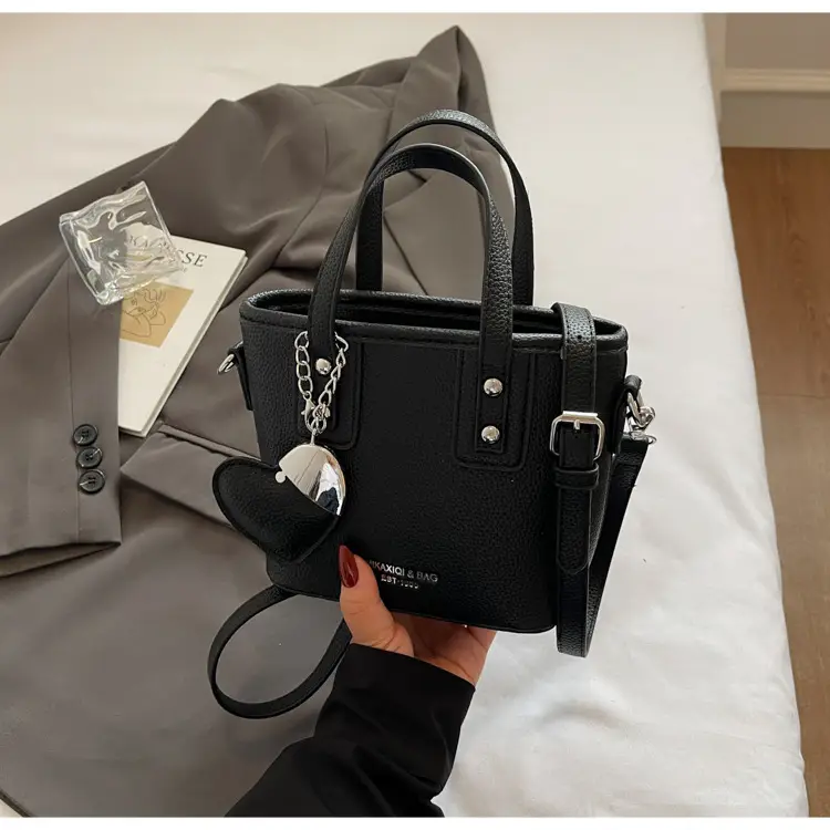 Women's Yellow Leather Bucket Bag with Shoulder Crossbody Strap — feature 37