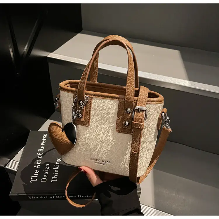 Women's Yellow Leather Bucket Bag with Shoulder Crossbody Strap — feature 38