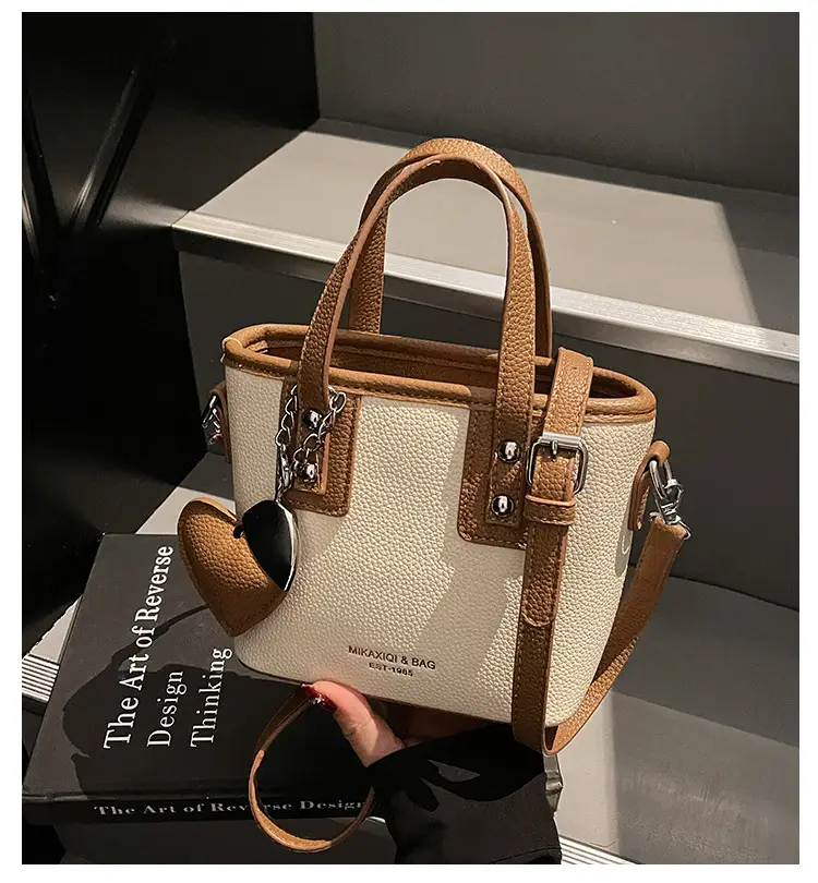 Women's Yellow Leather Bucket Bag with Shoulder Crossbody Strap — feature 4