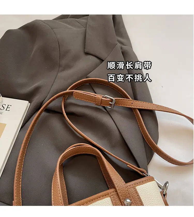 Women's Yellow Leather Bucket Bag with Shoulder Crossbody Strap — feature 6