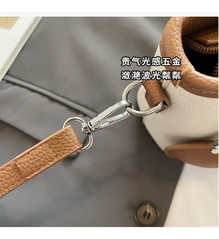 Women's Yellow Leather Bucket Bag with Shoulder Crossbody Strap — feature 7