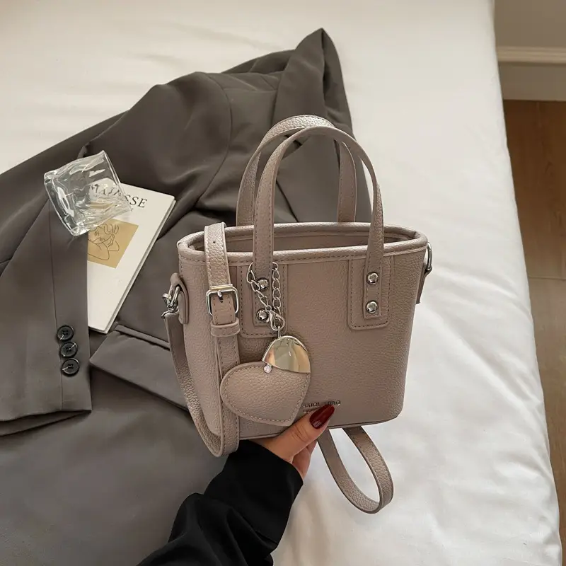 Women's Yellow Leather Bucket Bag with Shoulder Crossbody Strap - Image 5