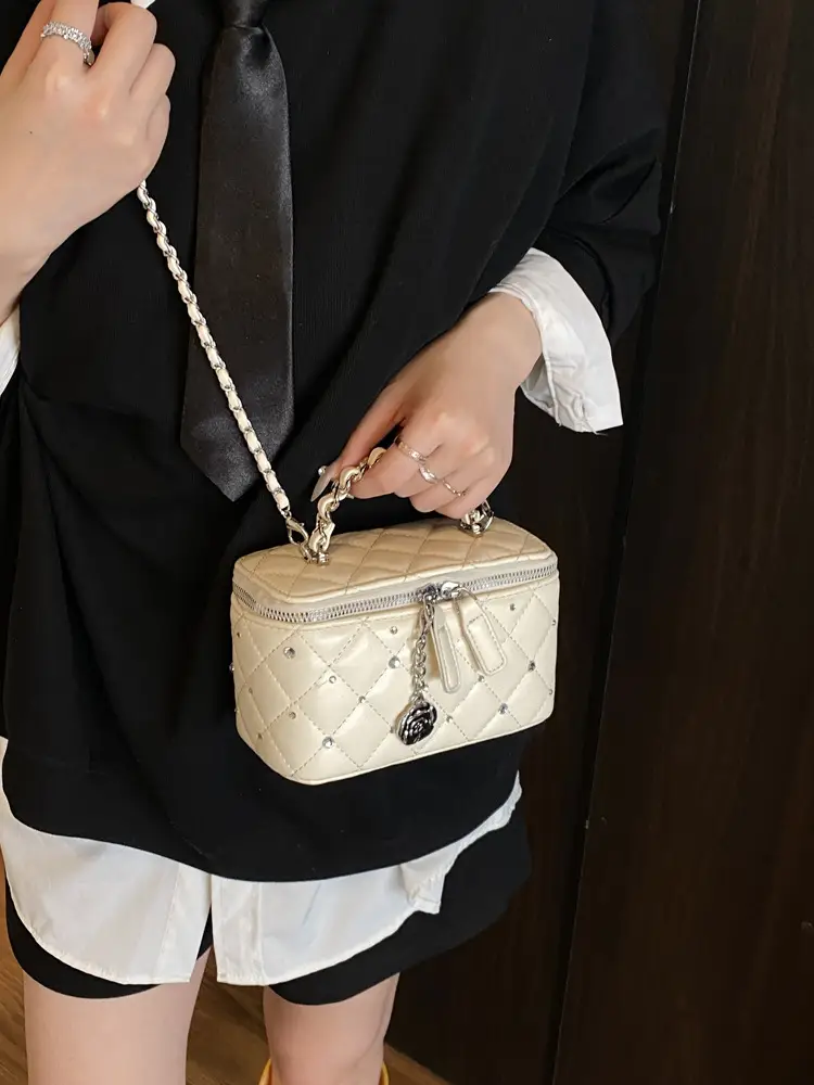 Diamond Studded French Style Mini Crossbody Bag