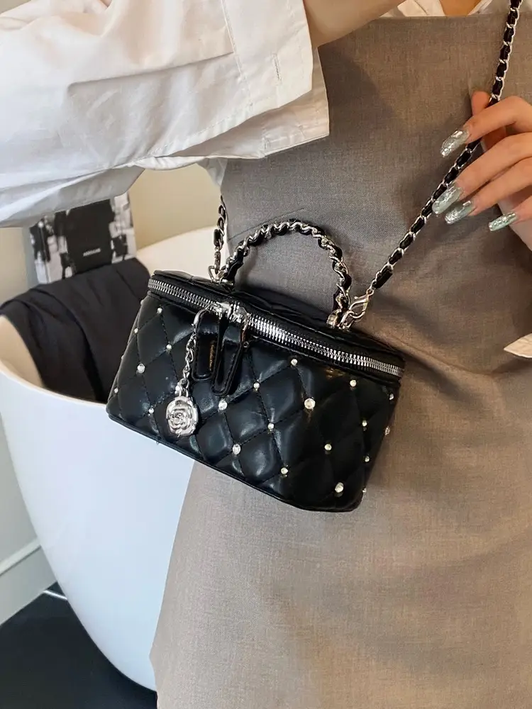 Diamond Studded French Style Mini Crossbody Bag