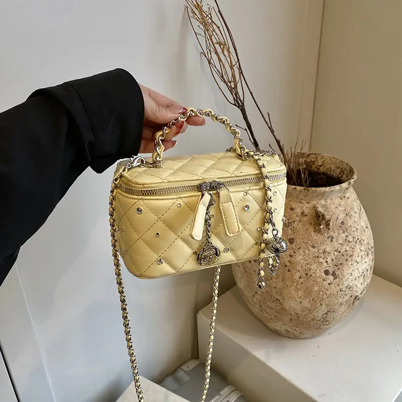 Diamond Studded French Style Mini Crossbody Bag