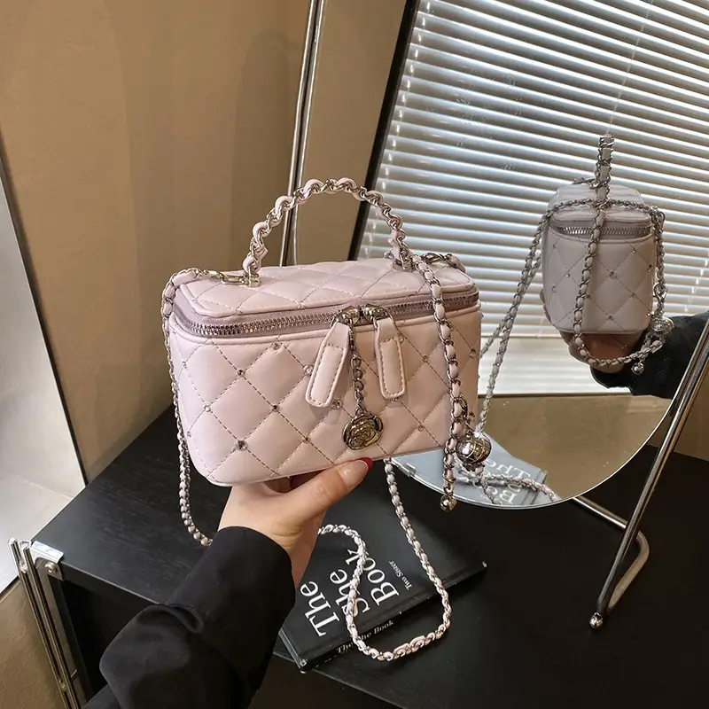 Diamond Studded French Style Mini Crossbody Bag