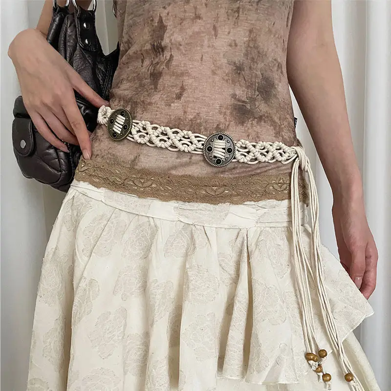 Vintage Ethnic Handmade Belt Women's Skirt Jeans Bohemian Style - Image 3
