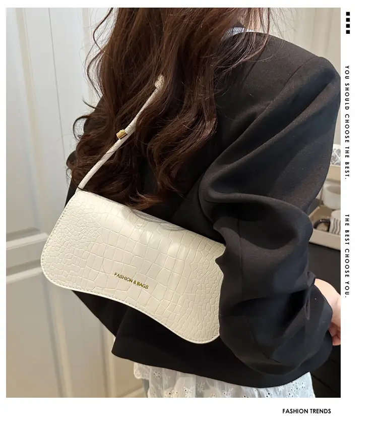 White Pure Texture Armpit Bag for Women 2025 — feature 1