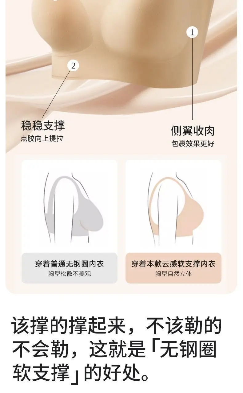 Super Invisible Liquid Foundation Vest Women's Seamless Underwear Comfortable Gathering Anti-sagging Beautiful Back Breathable Soft Support Bra for Women — feature 7