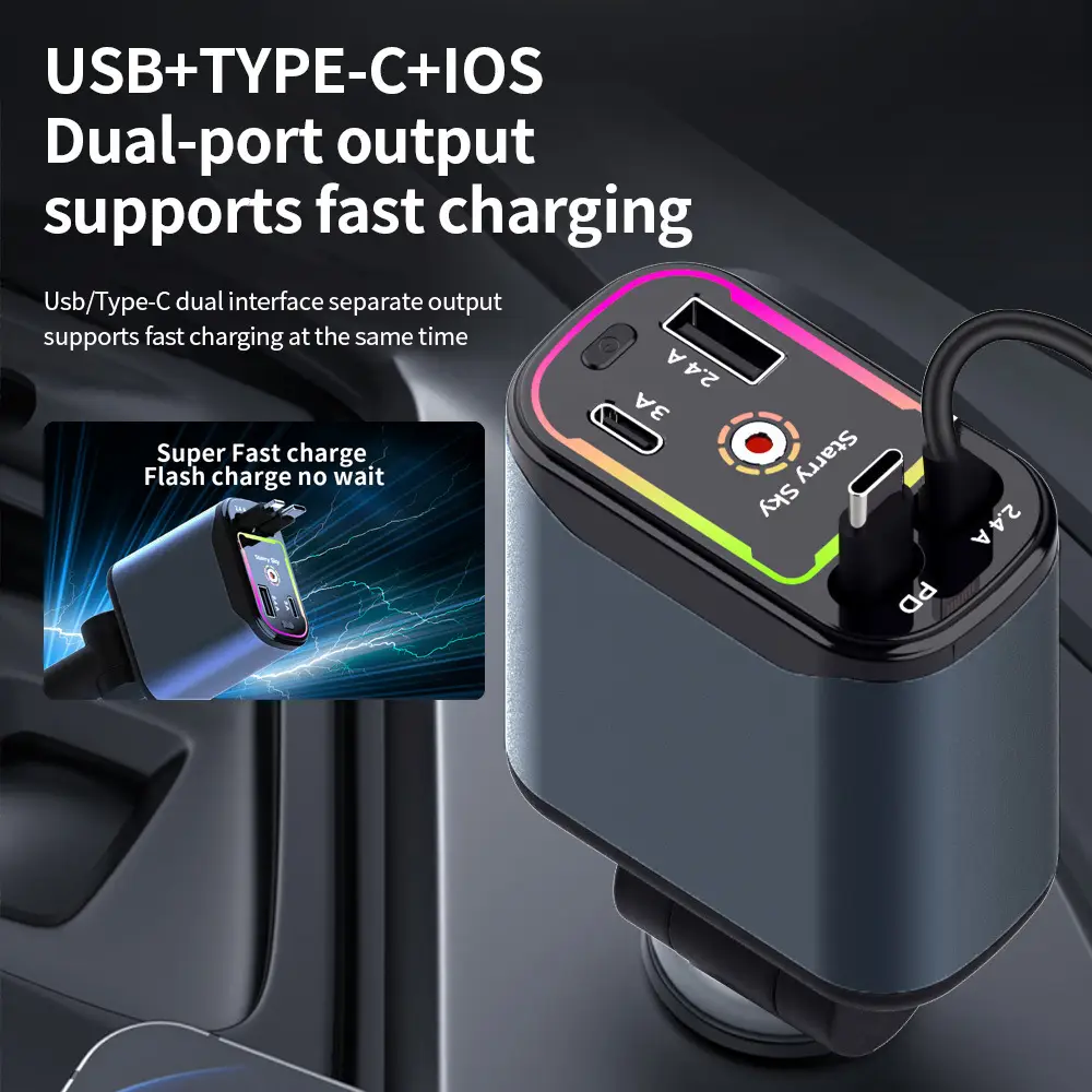 66W Cross-Car Wireless Charging Light with LED Beam - Image 5