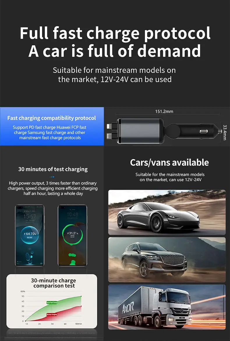 66W Cross-Car Wireless Charging Light with LED Beam — feature 8
