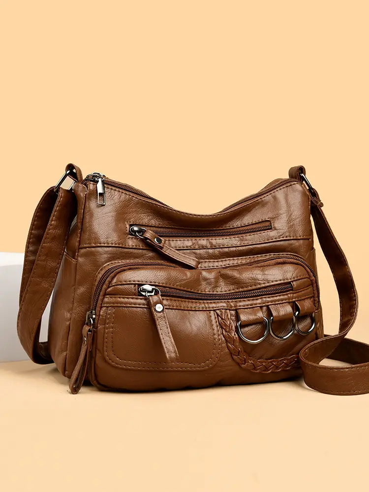 Brown Leather Crossbody Bag for Women - Image 6