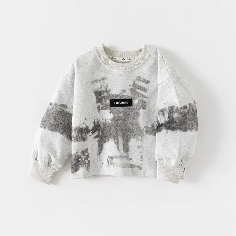 Boys T-Shirt Shorts Set Gray Print Summer Wear - Image 3