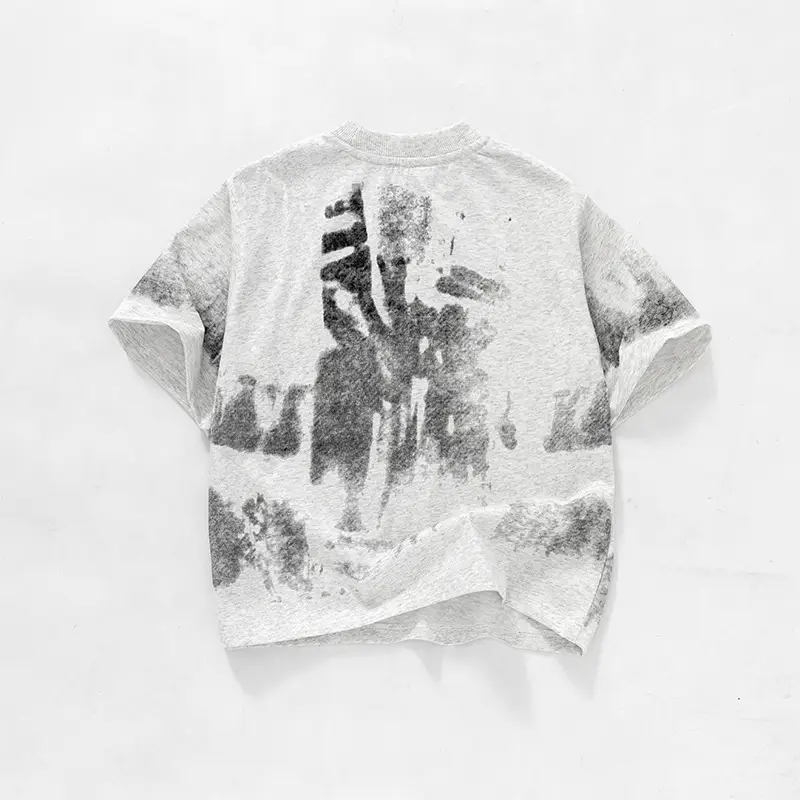 Boys T-Shirt Shorts Set Gray Print Summer Wear - Image 6