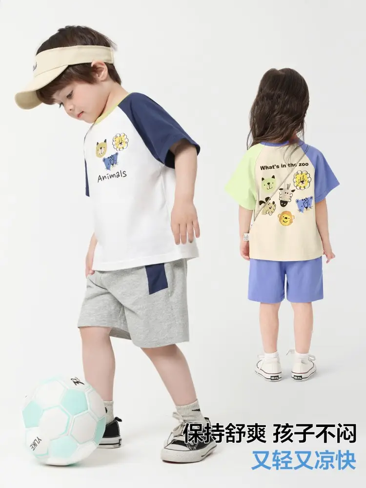 Right European Boys Cotton Sports Suit Summer Kids - Image 4
