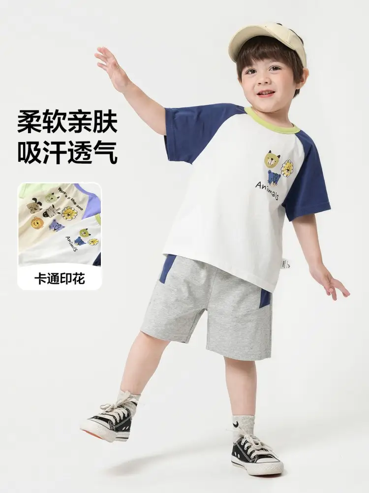 Right European Boys Cotton Sports Suit Summer Kids - Image 5