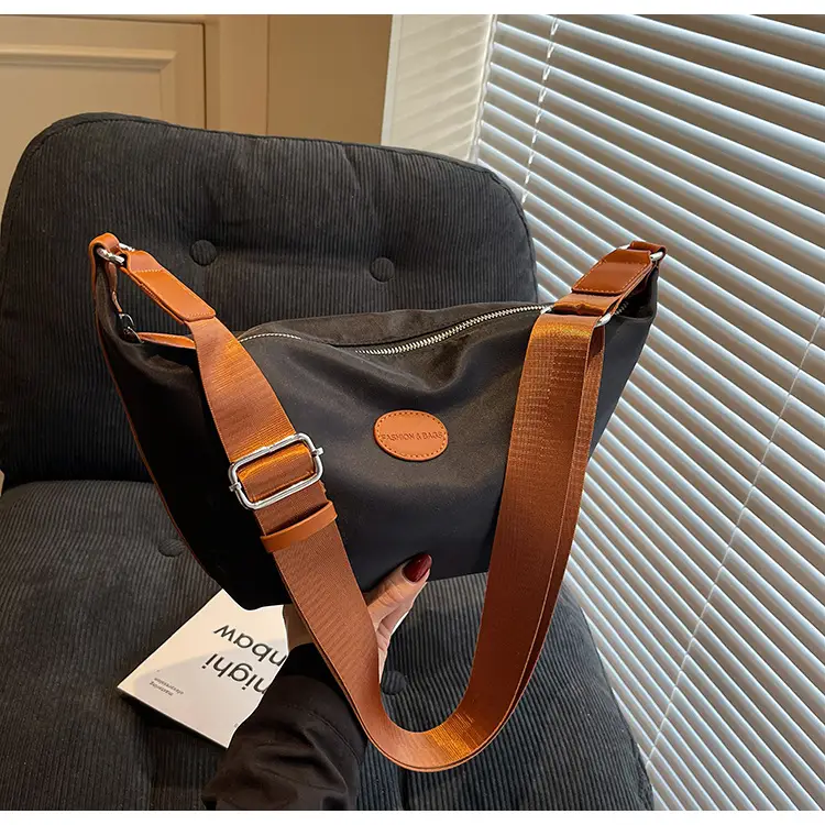 Green Crossbody Bag with Orange Handle & Leather Strap — feature 10