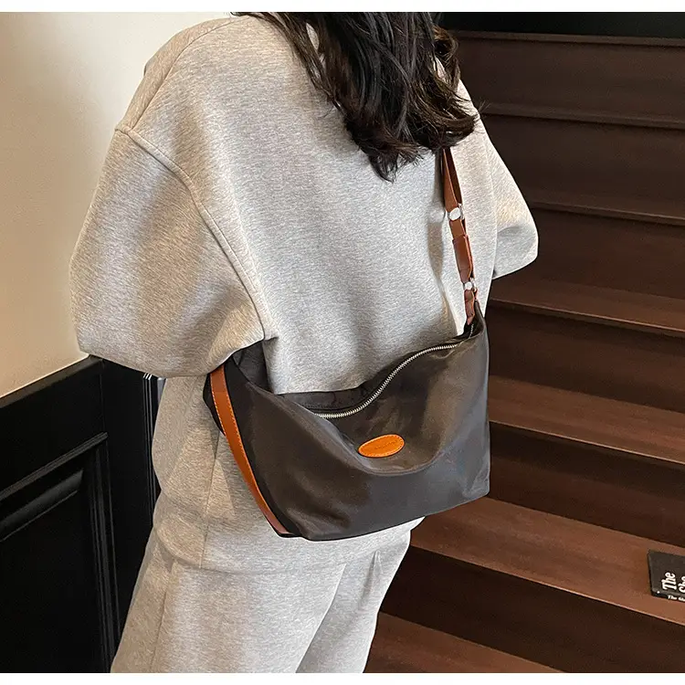 Green Crossbody Bag with Orange Handle & Leather Strap — feature 20
