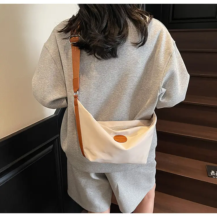Green Crossbody Bag with Orange Handle & Leather Strap — feature 22