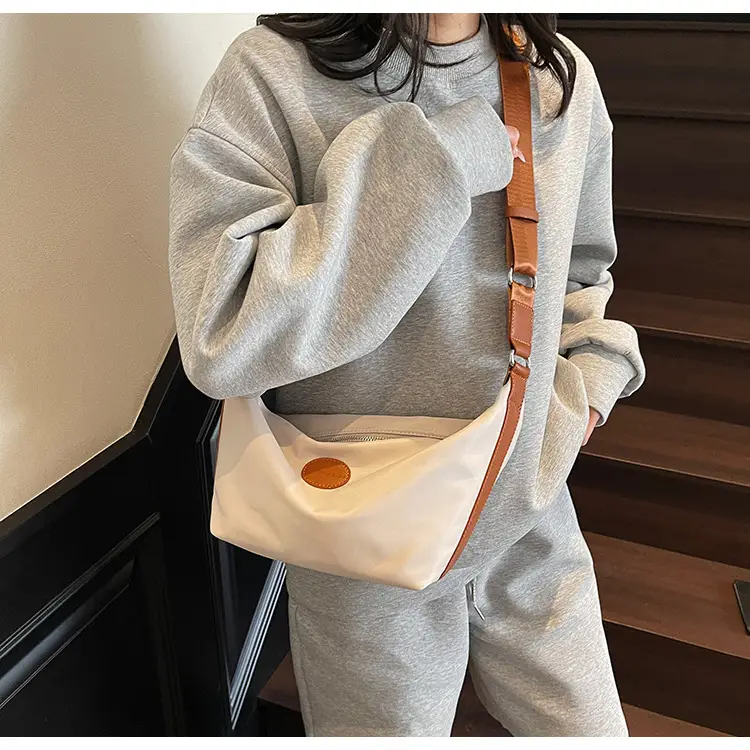 Green Crossbody Bag with Orange Handle & Leather Strap — feature 23
